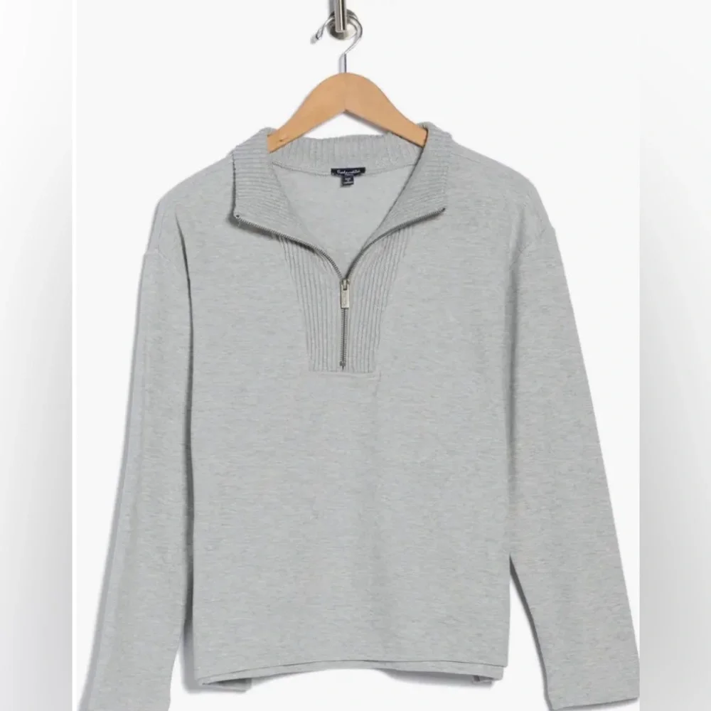 Splendid Half-Zip Grey Sweater Pullover Size Large - Picture 3 of 5